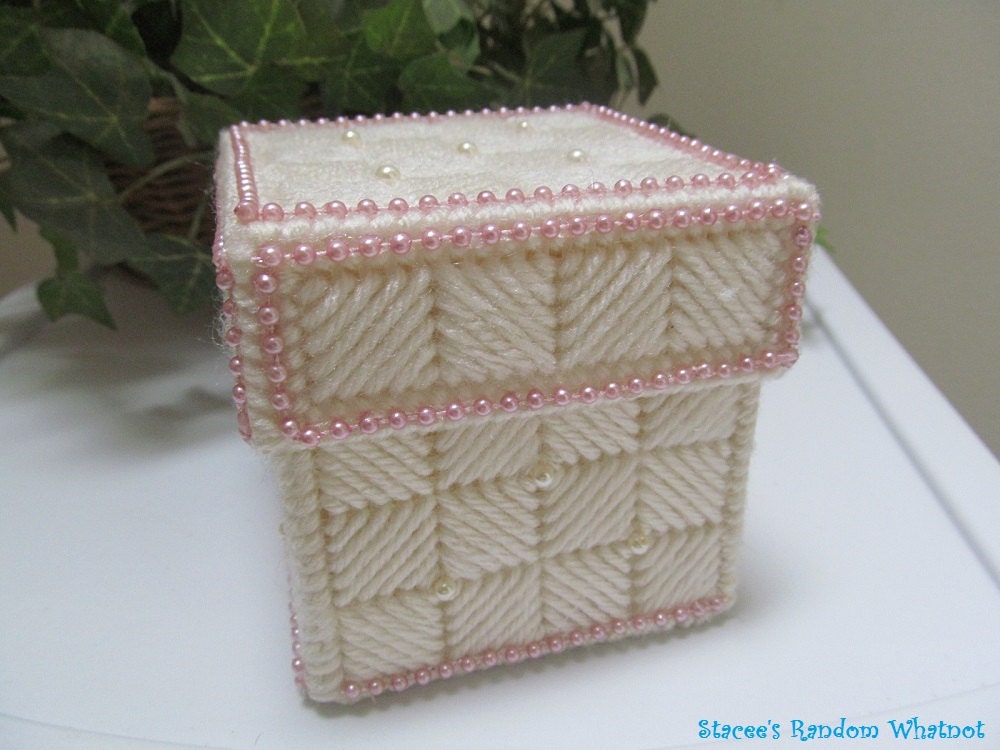 Plastic Canvas Trinket Box Decorative Box Jewelry Box