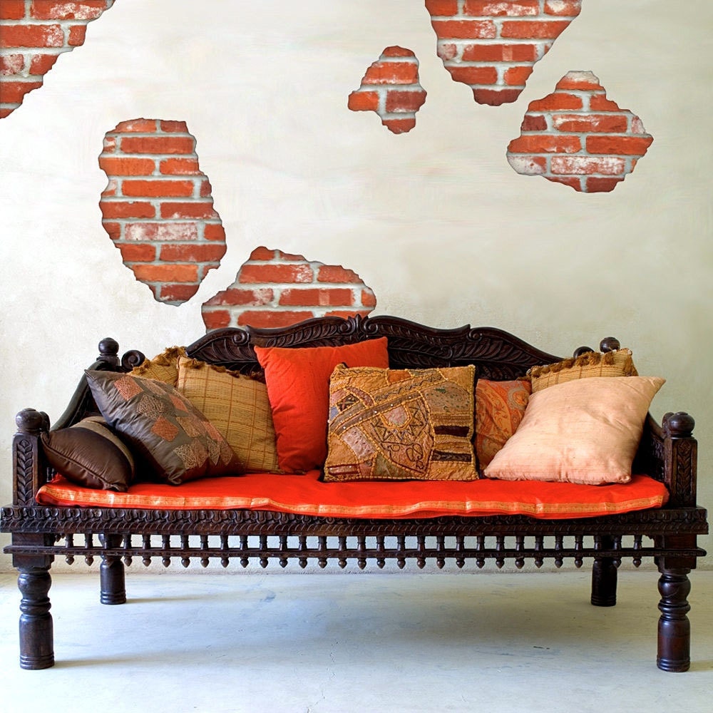 Wall Decals Faux Bricks Breakaway Removable & Reusable Brick