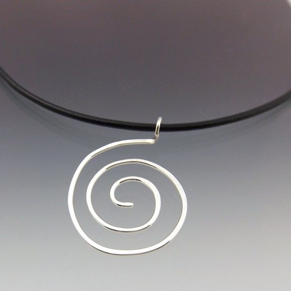 Sterling Silver Spiral Pendant on Leather Necklace