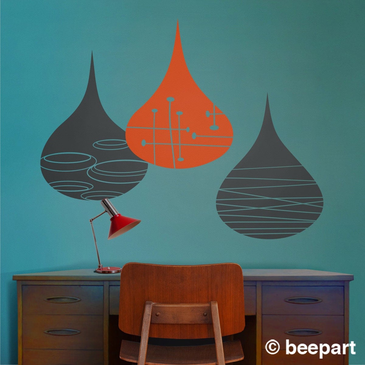 mid century modern rain drops wall decals mod rain drop