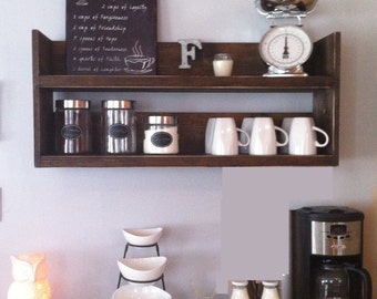 Rustic kitchen shelf, coffee shelf, coffee bar shelf, reclaimed wood, rustic shelf, wooden shelf, reclaimed wood shelf, kitchen storage