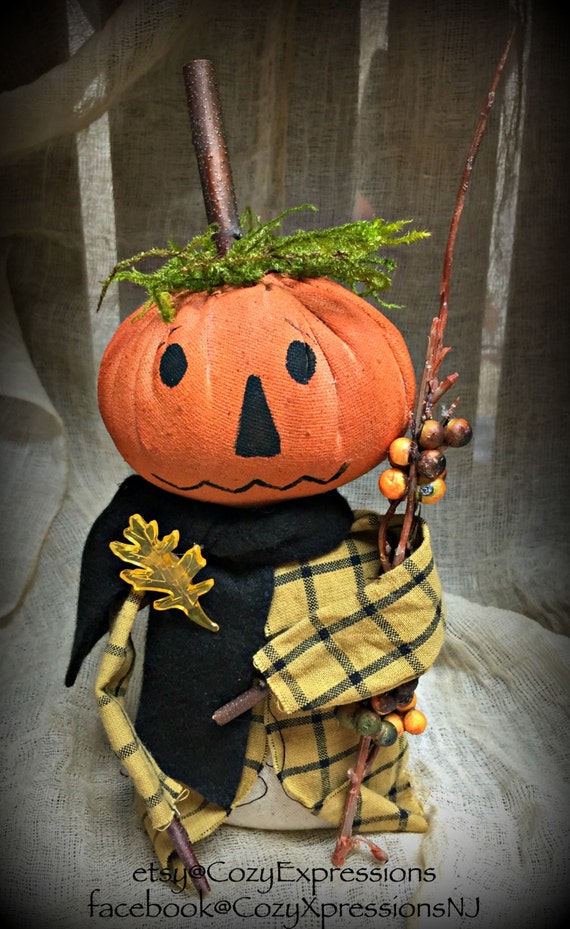 Items similar to Primitive Pumpkin Head Man Doll on Etsy