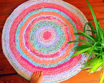 rag rug "braided" crochet rag rug, baby, bedding, Lilly Pulitzer bedding, girl baby bedding, girl baby, kumari garden, shabby chic