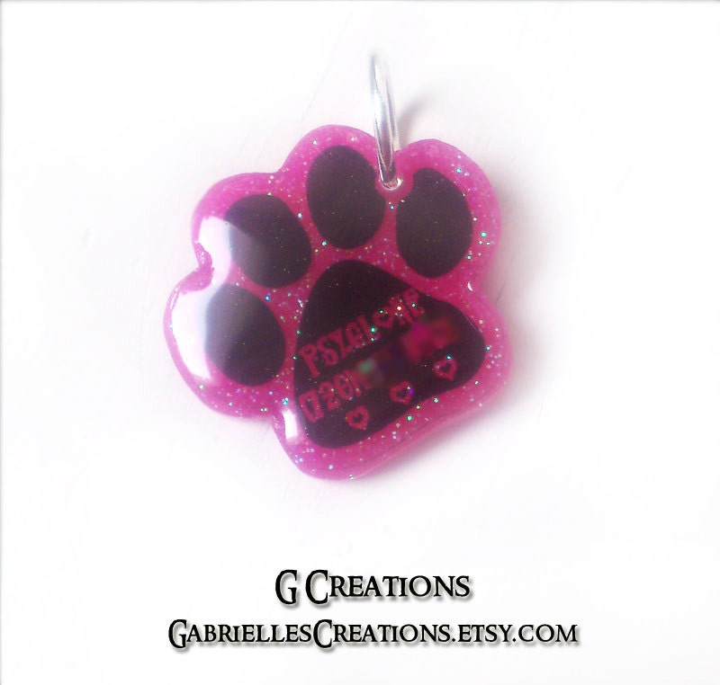 Paw Dog Tag Glow in the DARK Dog ID Pet by GabriellesCreations