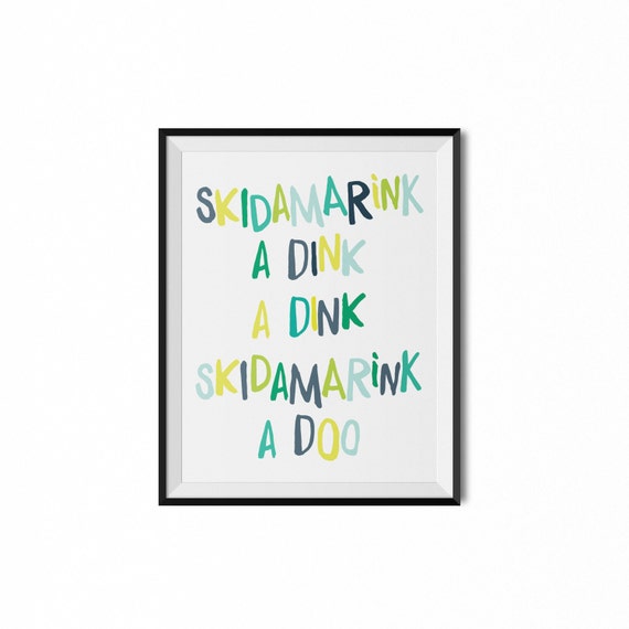 Items similar to Skidamarink A Dink A Dink Song Lyric Kids Wall Art