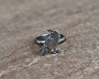 Raven Ring sterling silver / crow / 925 / black bird / nature / oxidized / valentine gift