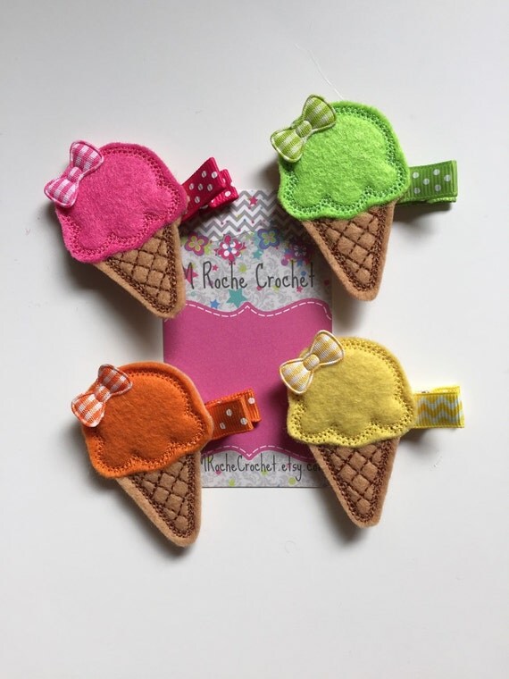 Ice cream felt hair clip baby hair clip ice cream by MRocheCrochet