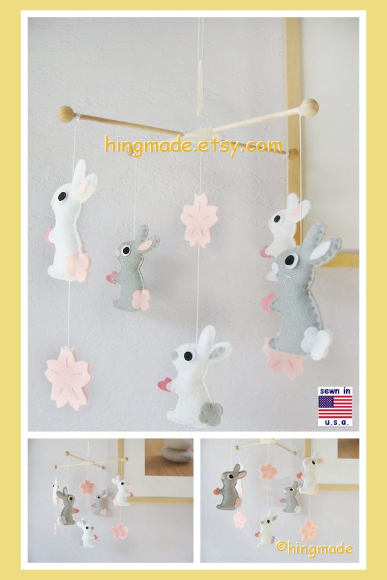 Baby Mobile Baby Crib Mobile Bunny Mobile Rabbit by hingmade