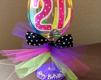 21st birthday wine glass