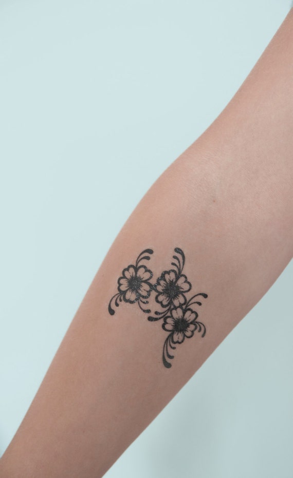 Items similar to Floral Temporary Tattoo, Flower Temporary Tattoo ...