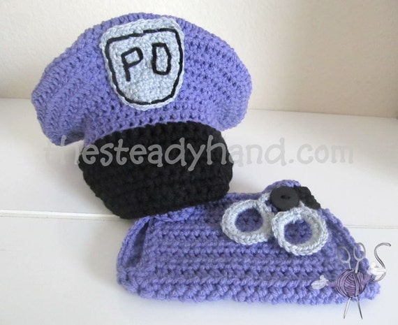 CROCHET PATTERN Newborn Police Hat & Diaper Cover by ...