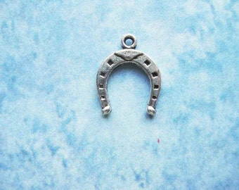 8 Horseshoe Charms in silver tone - C2186