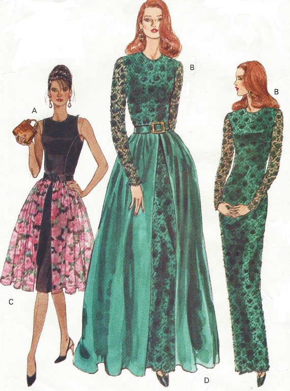 90s Womens Evening  Gown with Overskirt Vogue Sewing Pattern 