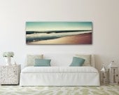 Items similar to Panoramic Canvas Art Ocean Beach Photography Teal Wall ...