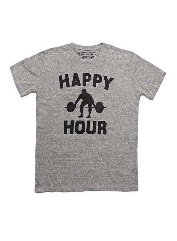 Mens T-shirt Happy Hour Mens Apparel Fitness Inspired