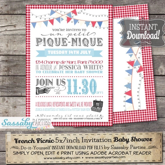 Picnic Themed Baby Shower Invitations 7