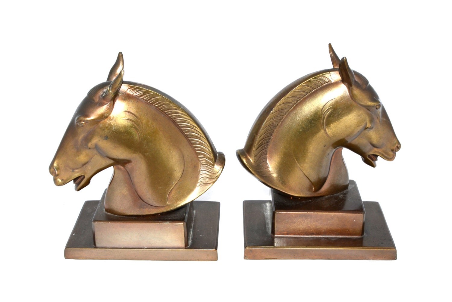 Vintage Horse Bookends Bronze Horse Bookends Gold Horse