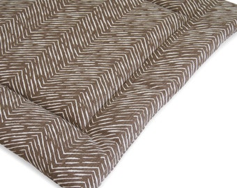 Dog Bed Brown Herringbone Washable Portable Dog Crate Mat Pad Modern Dog Travel Bed