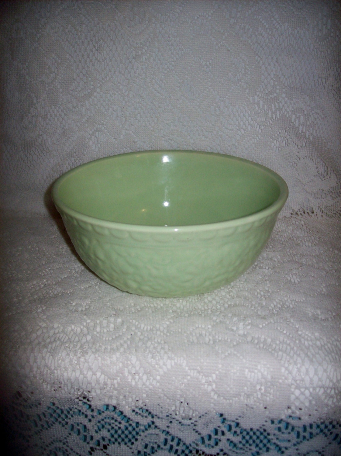 Vintage Light Green Pottery Serving Bowl or Planter by Haeger