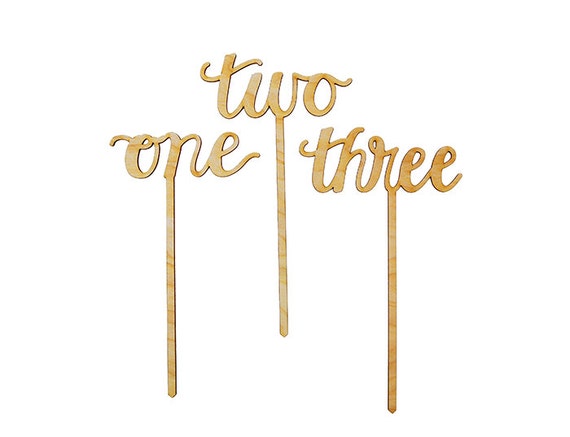 calligraphy script wood table numbers or cake toppers numbers
