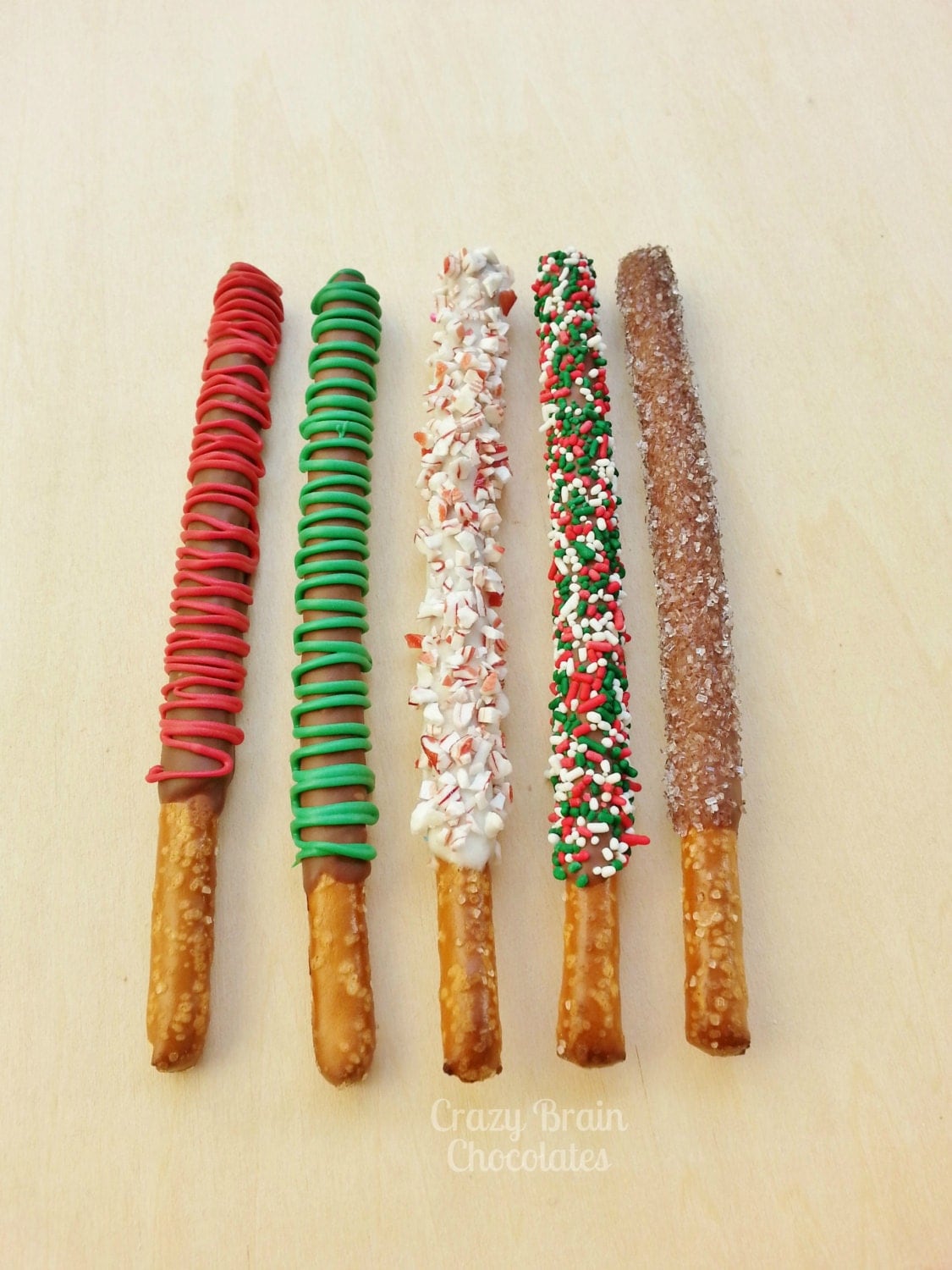 Christmas Large Chocolate Dipped Pretzel Rods 12