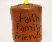 Faith, Family, Friends Tea Light Candle, Hand Poured Grubby Candles, Flameless Candles,
