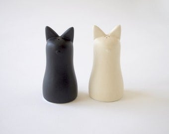 Shio Kosho Salt and Pepper Shakers - Black and Ivory Cream