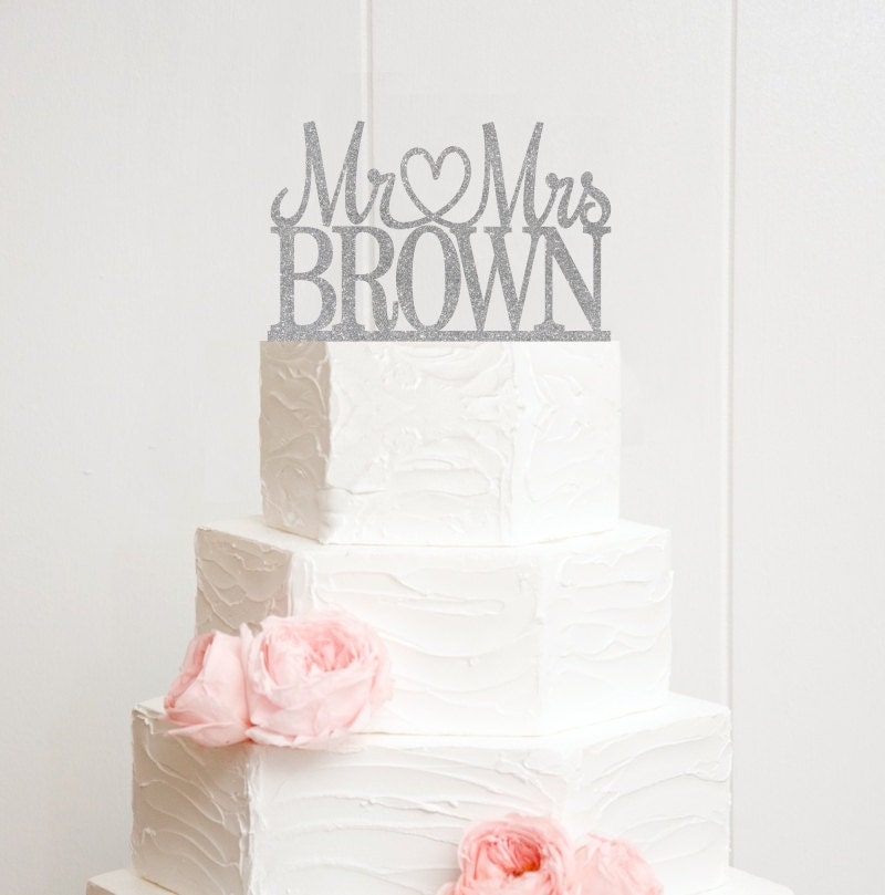 Glitter Wedding Cake Topper Mr and Mrs Topper Design With YOUR