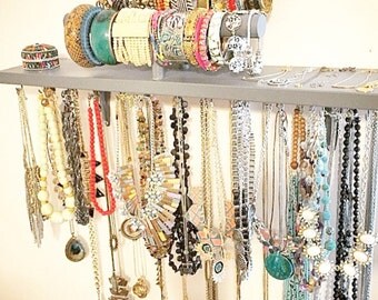 Jewelry Organizer - Bracelet and Necklace Holder Combination Jewelry Shelf - You pick color, over 30 choices available!