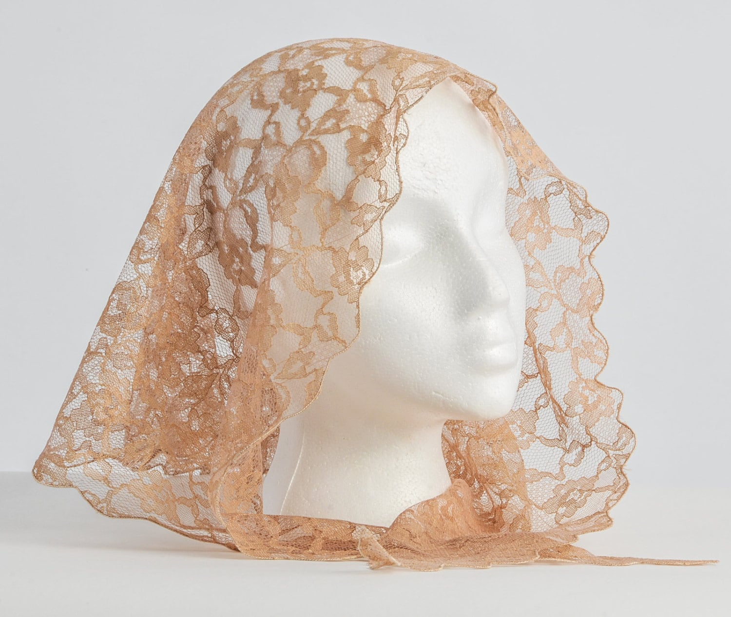 Lace Chapel Veil Scarf 3 Sided Vintage New Old Stock Lady Of Spain