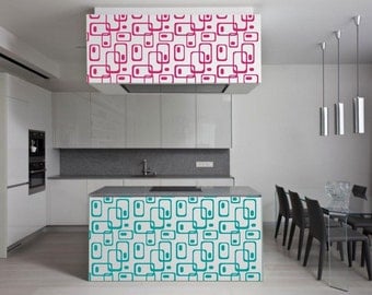 Wall art - Retro Rectangles Pattern vinyl wall decal / sticker ideal for nursery or kids room or your living room retro decor