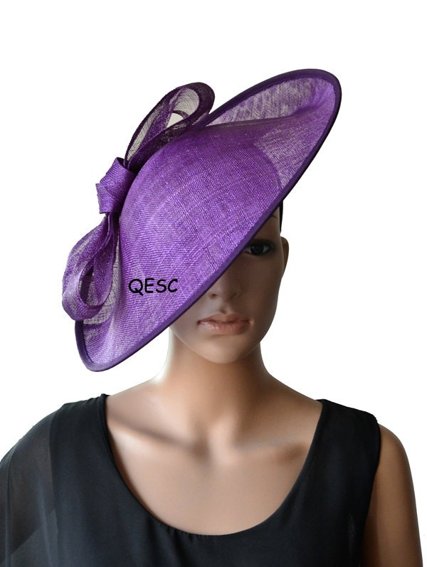 Black white large sinamay saucer fascinator sinamay hat by QESC