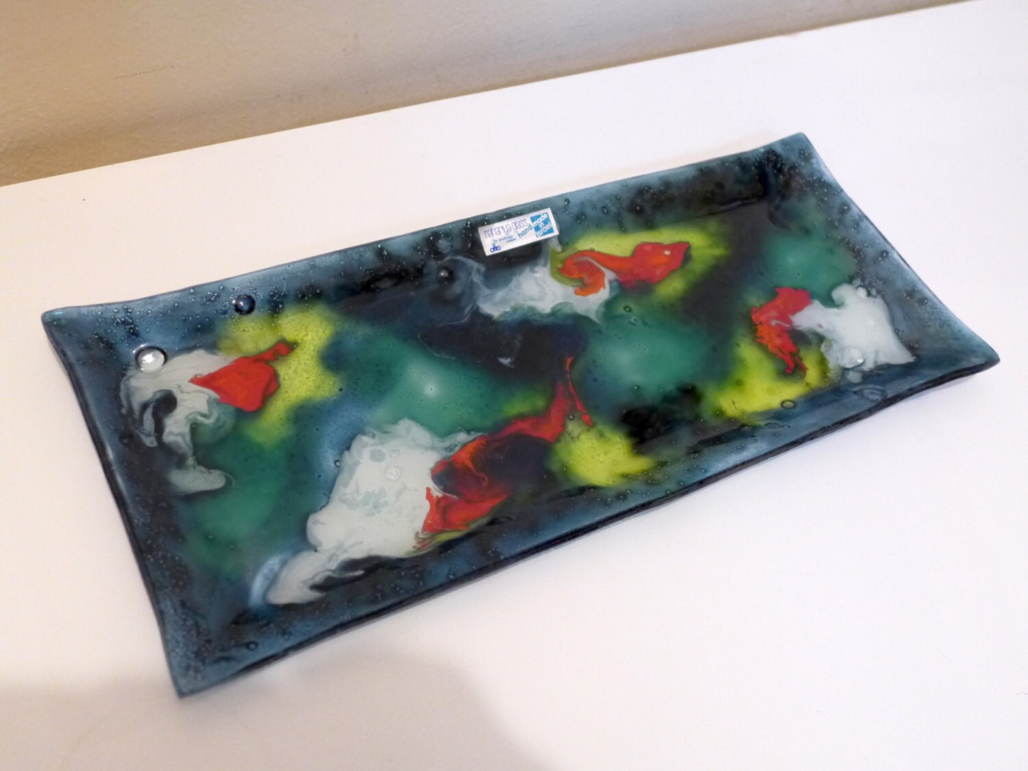 Fused Art Glass Tray Nahariya Glass by Andreas Meyer Hand Made