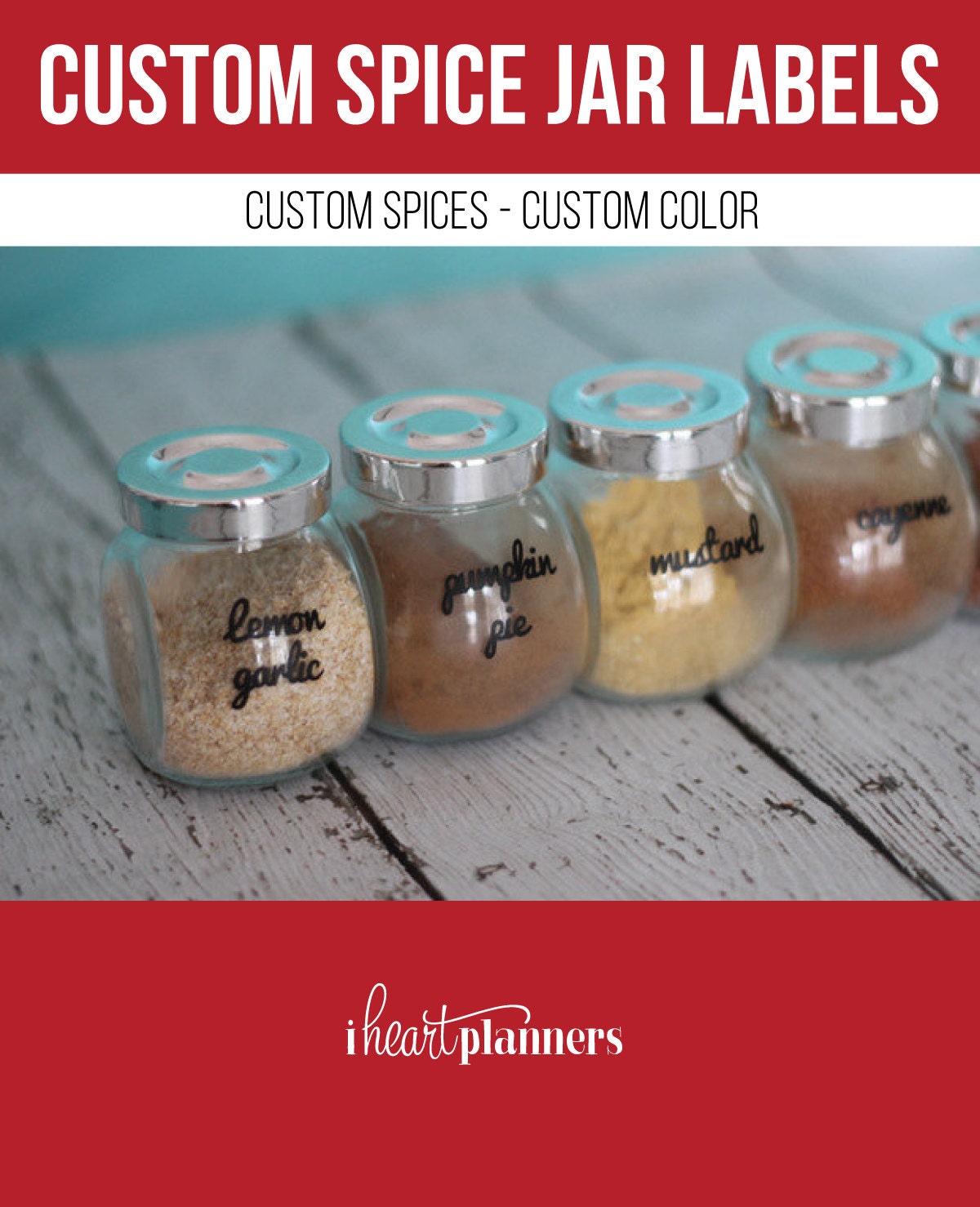 CUSTOM Spice Jar Labels Custom Spices Custom by IHeartPlanners