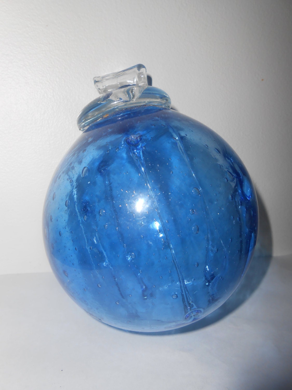 Large Cobalt Blue Hand Blown Art Glass Ball by RememberingDiane