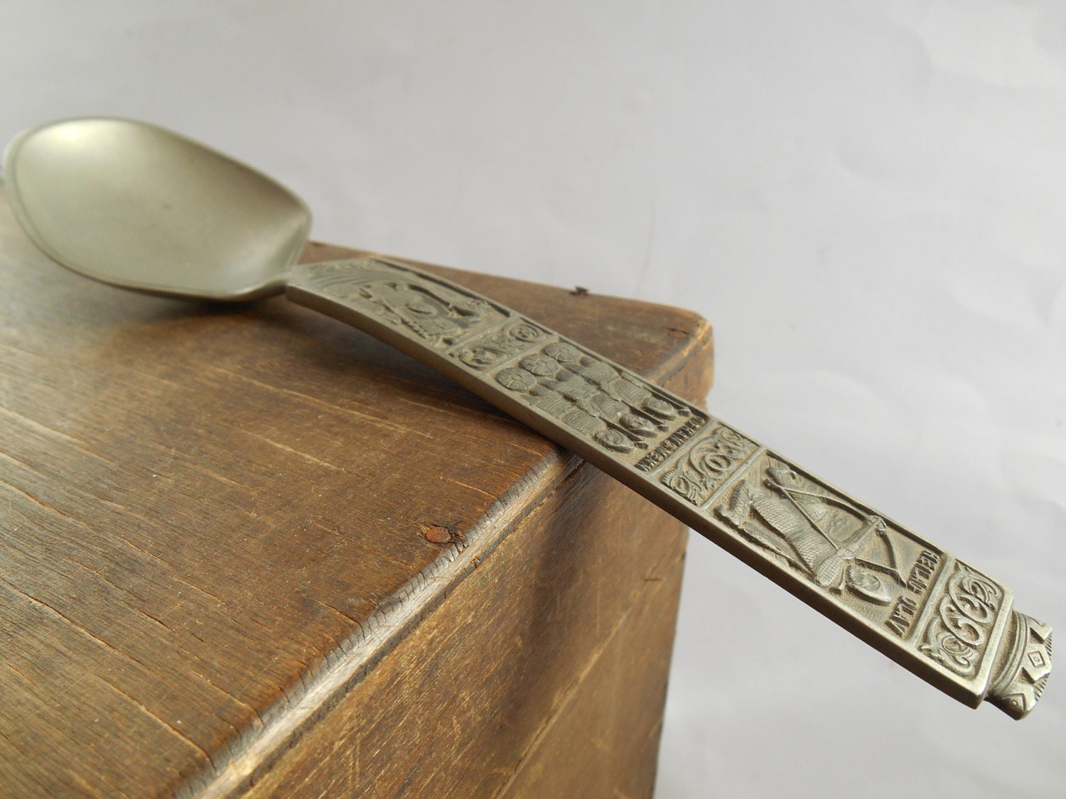 Vintage Pewter spoon Norwegian tin spoon Viking Heilag Olav