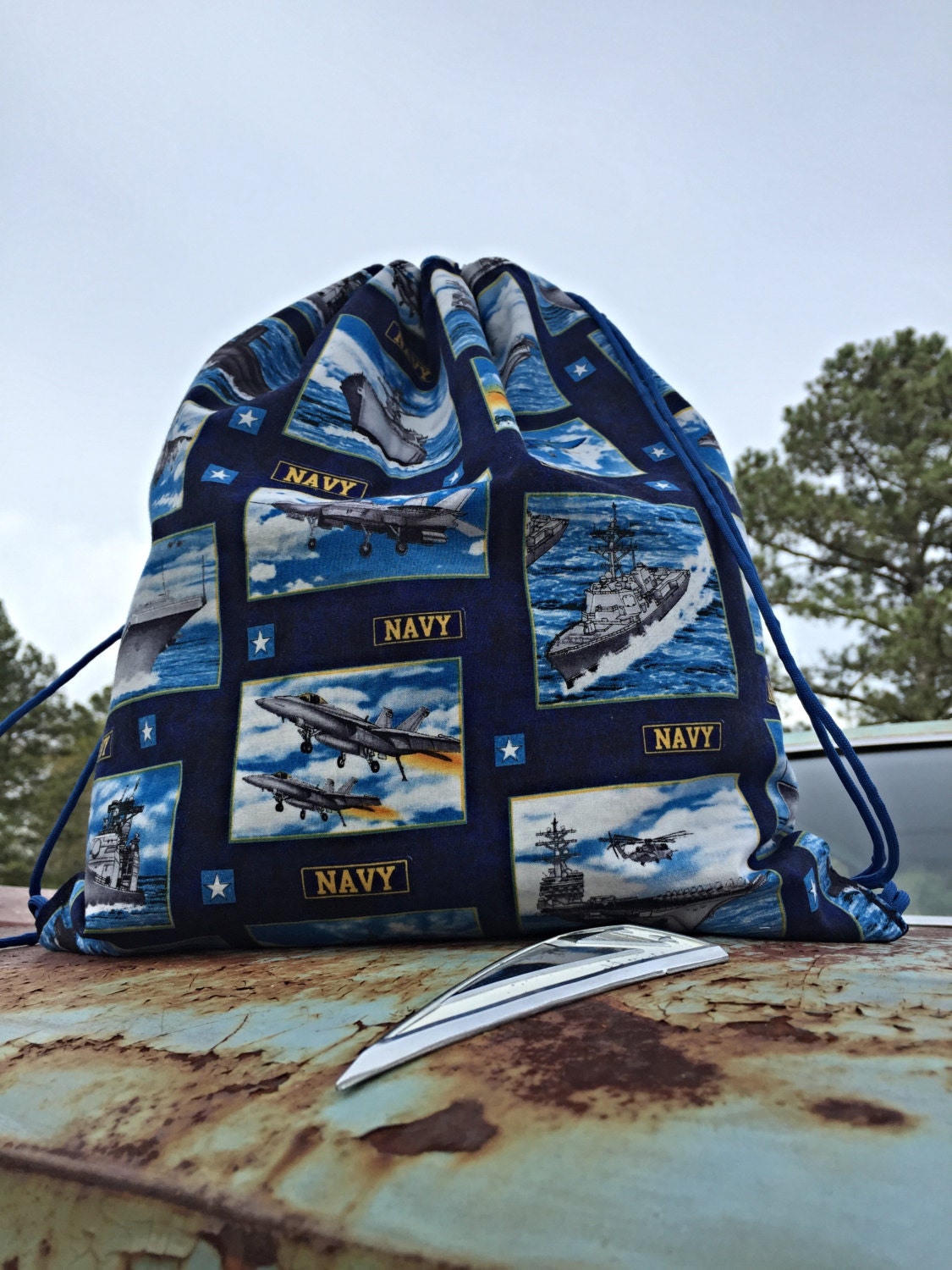 Two Cinch sacks United States Navy cinch bag festival