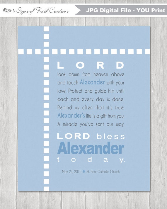 Boys Prayer PRINTABLE Sign personalized with childs name