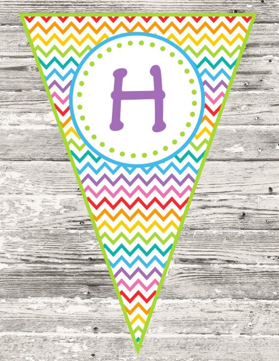 Rainbow Chevron Pattern Bunting Banner DIY Printable by Design 13 ...