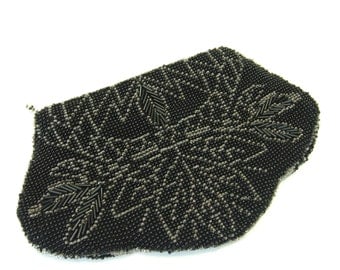 Black Beaded Clutch, Black Evening Bag, Formal Clutch, Czechoslovakia Beaded Clutch, Vintage Black Clutch, Black Beaded Bag, Vintage Purse