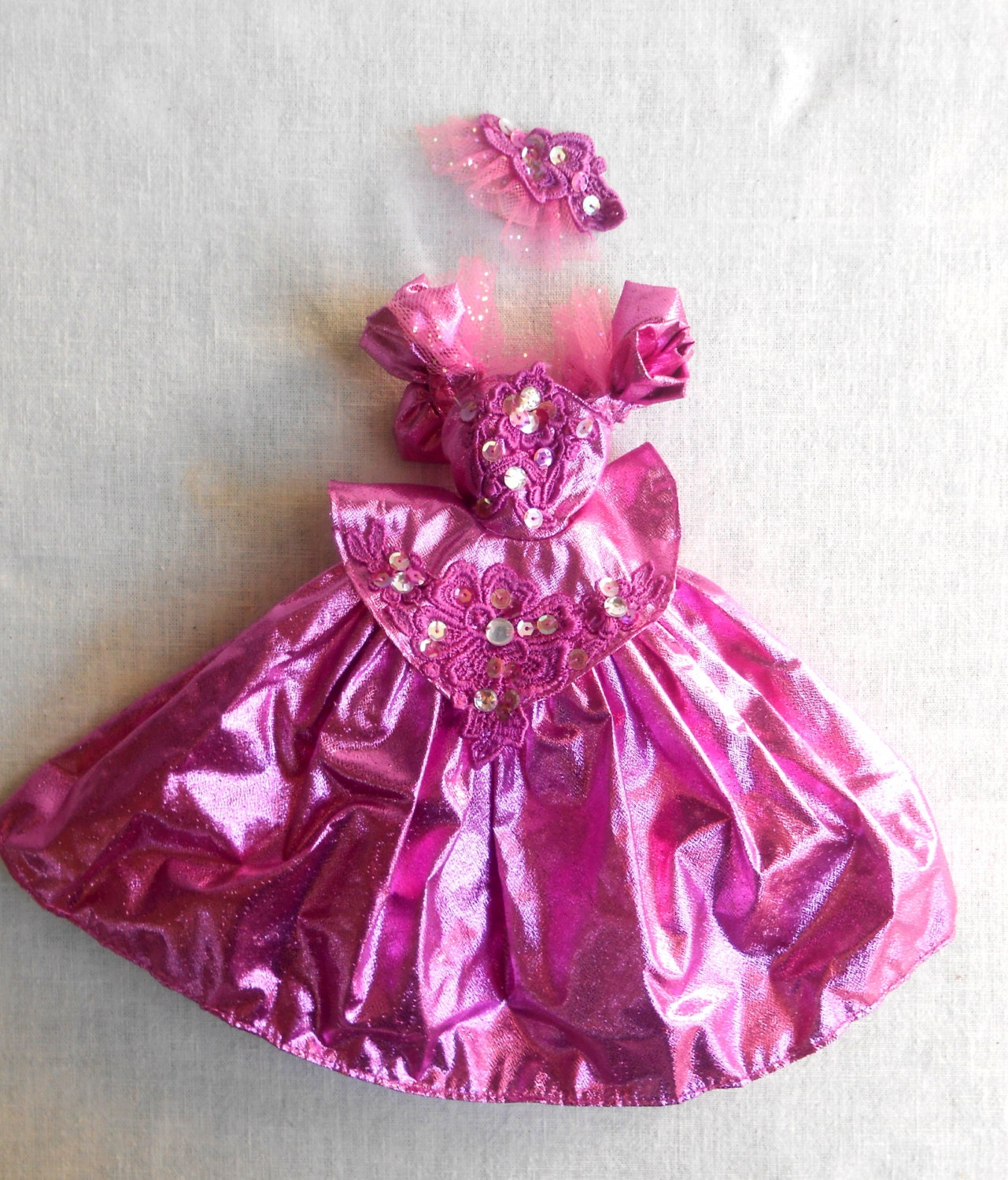 Barbie Pink Gown with Sequins anf Lace.