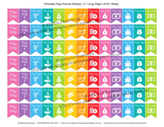 Payday Planner Stickers Flag Banner Printable Calendar Agenda