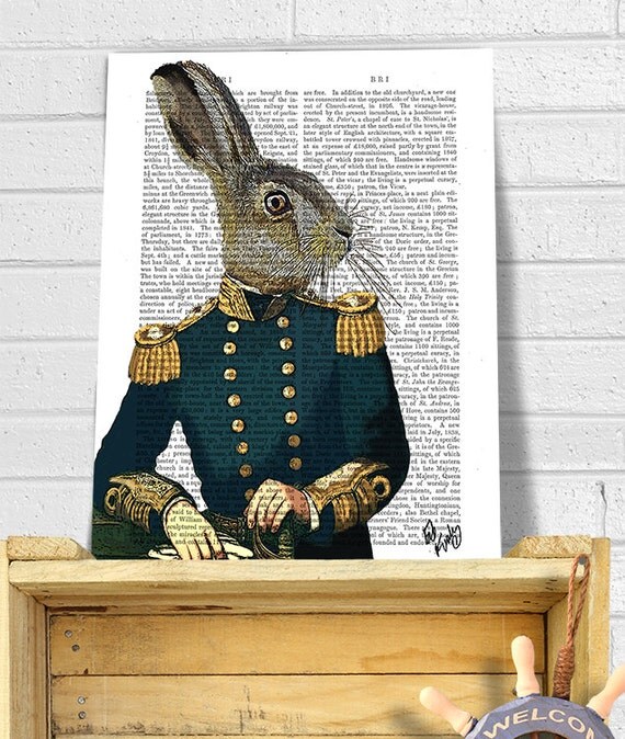 Lieutenant Hare : Military Print rabbit print Wall Art Wall