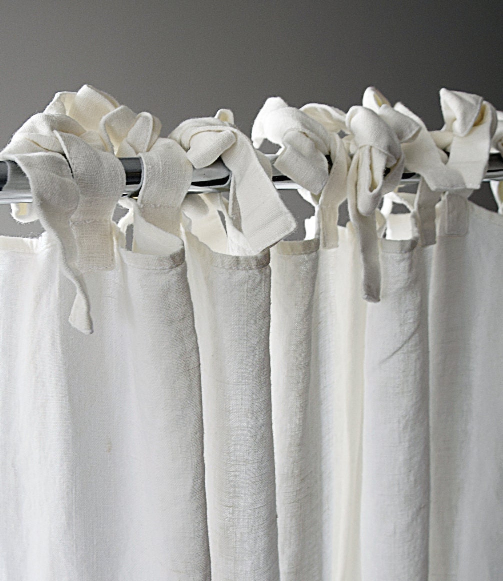 Linen curtain Custom length Ties top Window curtains