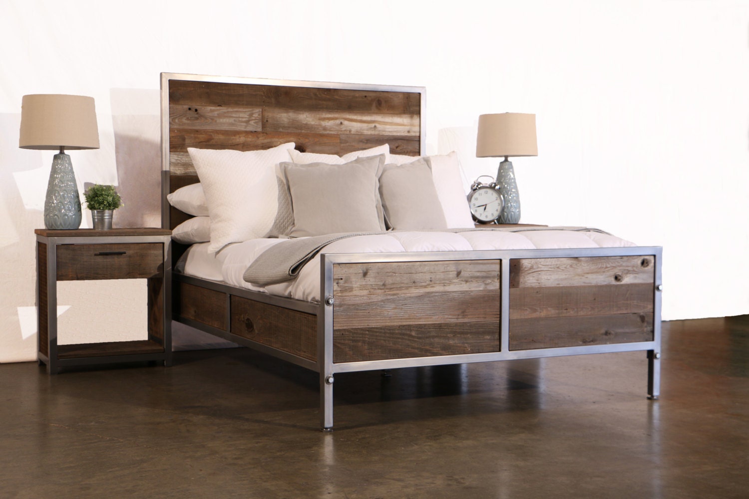 Reclaimed Wood Industrial Bedroom Set by foundpurpose on Etsy