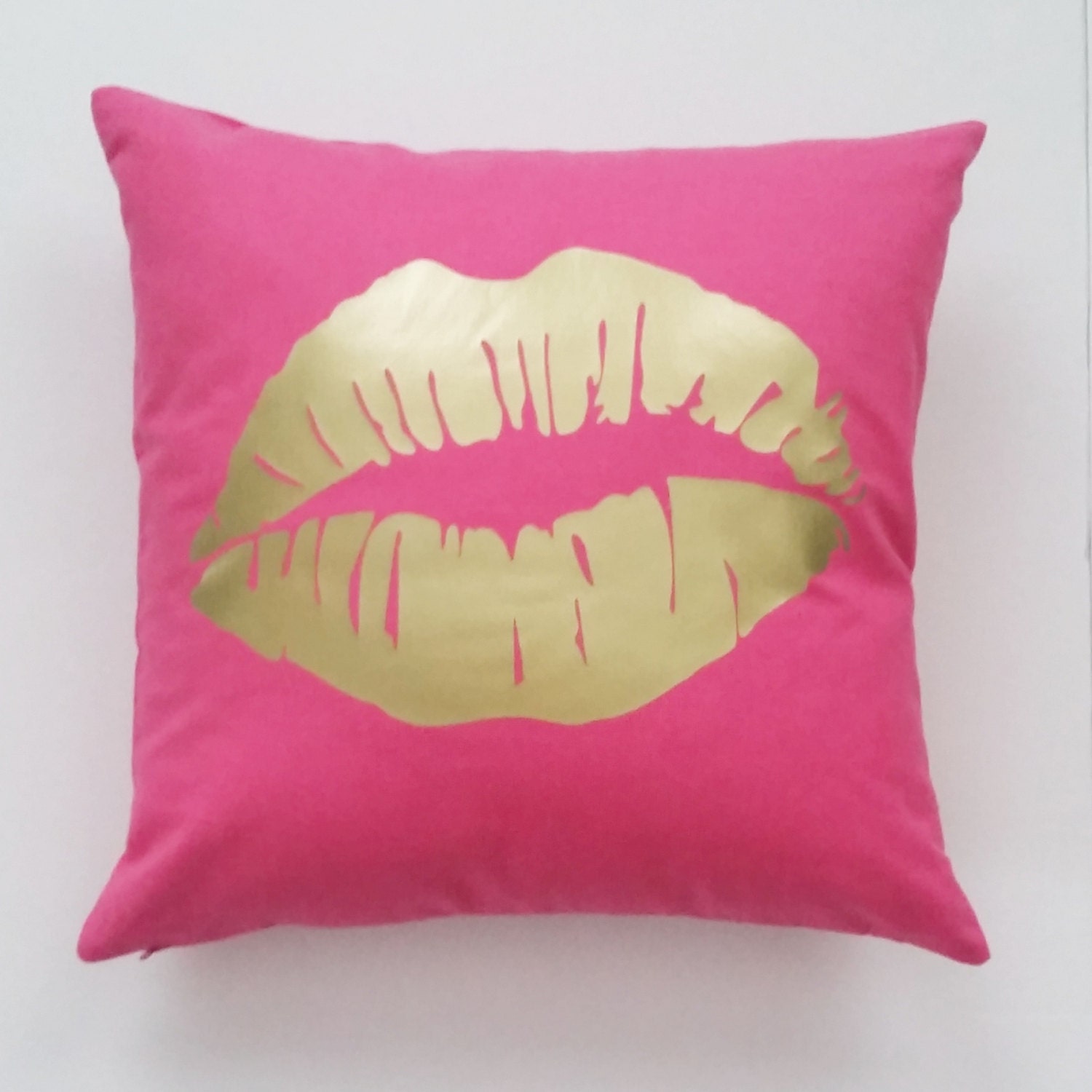 SALE Throw Pillow Cover Kiss Metallic Gold or Silver
