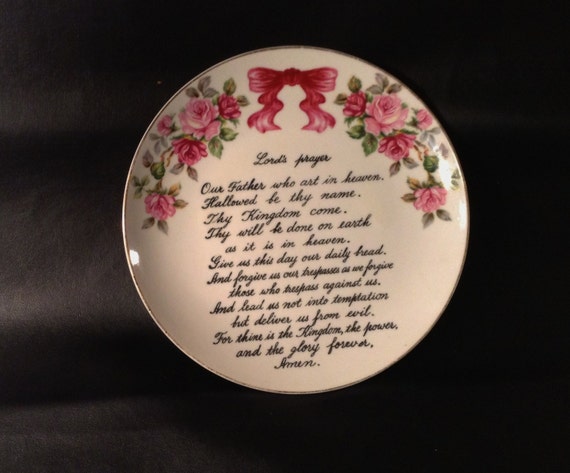 Vintage Lord's Prayer Plate Hanging Plate by EnticingDesires