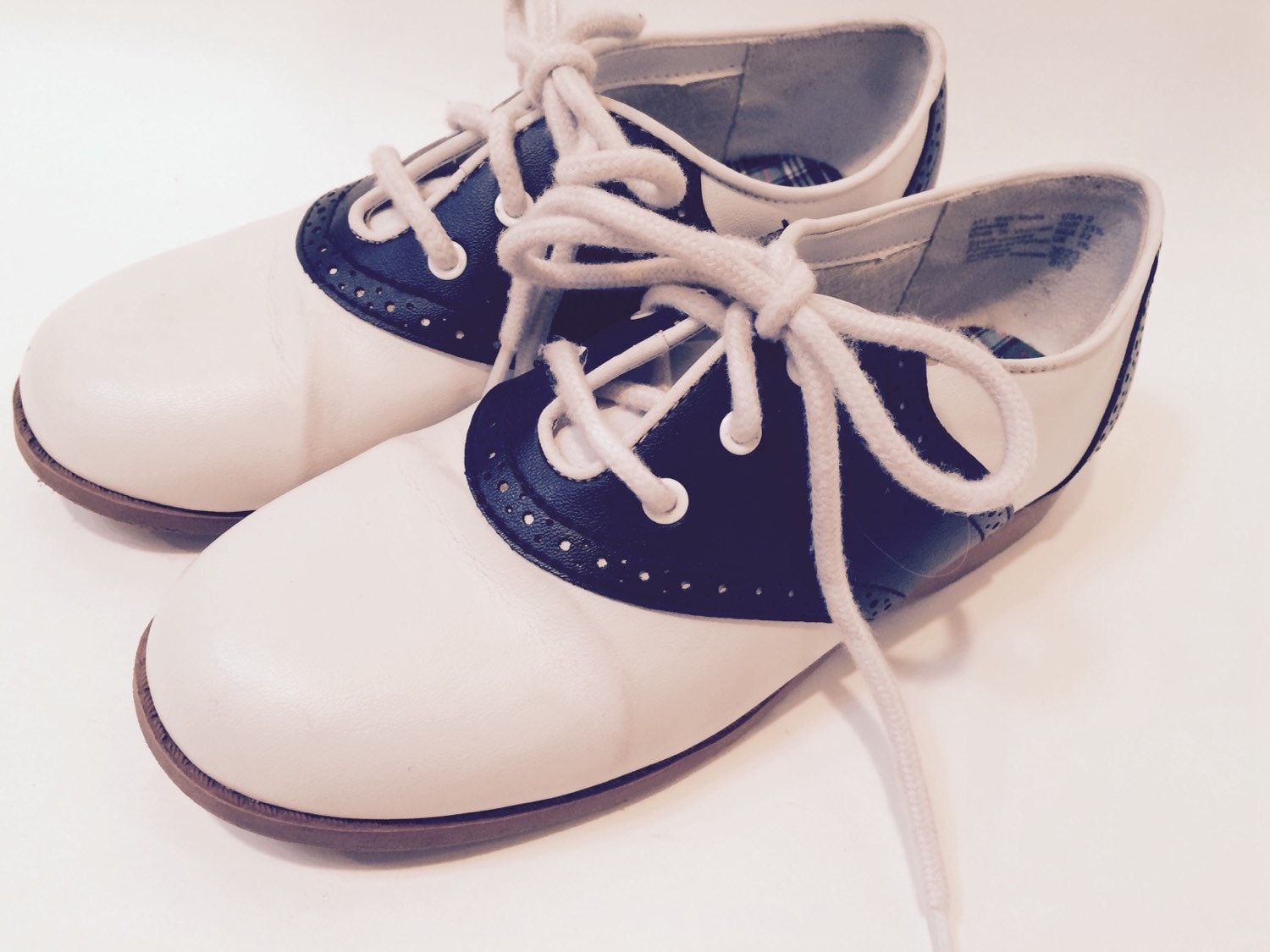 Vintage Black and White Faux Leather Saddle Shoes Girls Size 2