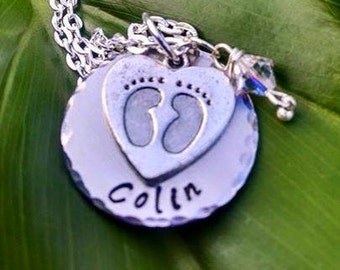 Personalized Baby Feet Necklace ~ New Mom Necklace