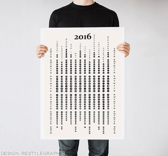 2016 calendar Black and White wall calendar by ReStyleGraphic